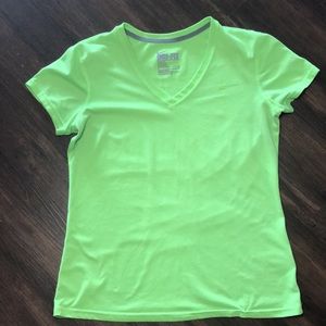 Nike dri fit V-neck green shirt/top M